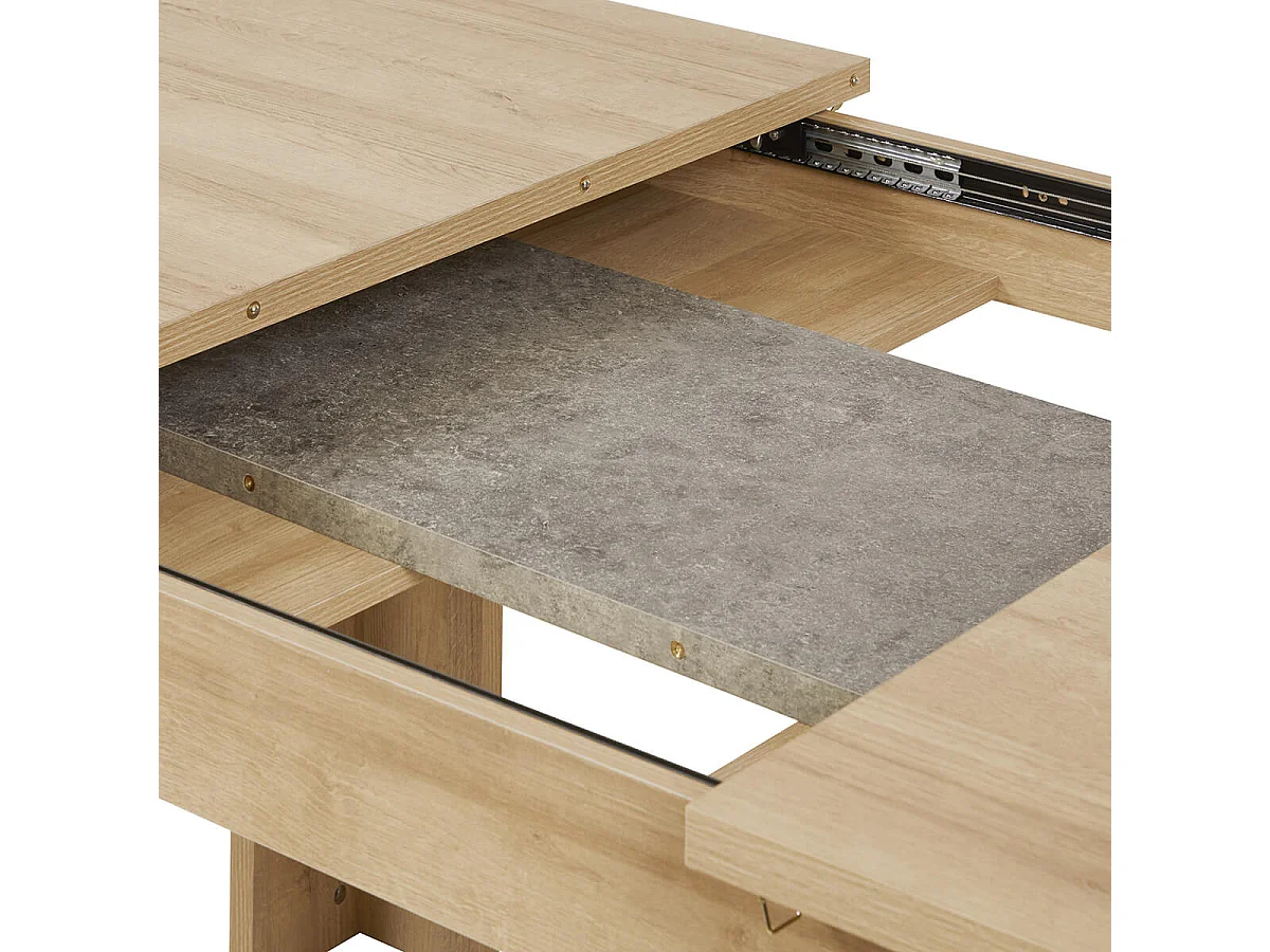 FANNY - Table Repas Allongeable Aspect Bois et Pierre