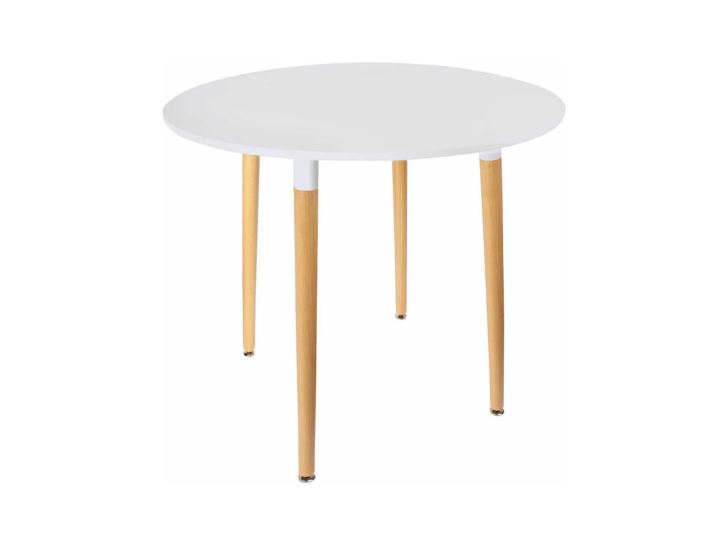 ZURI - Table Ronde Blanche et Pieds effet Bois