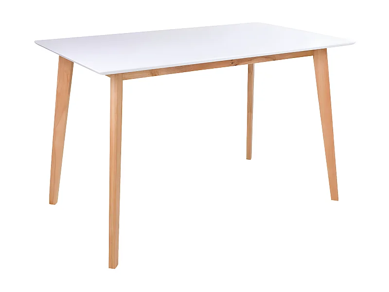 GRAM - Table Repas 120x70cm Naturelle et Blanche
