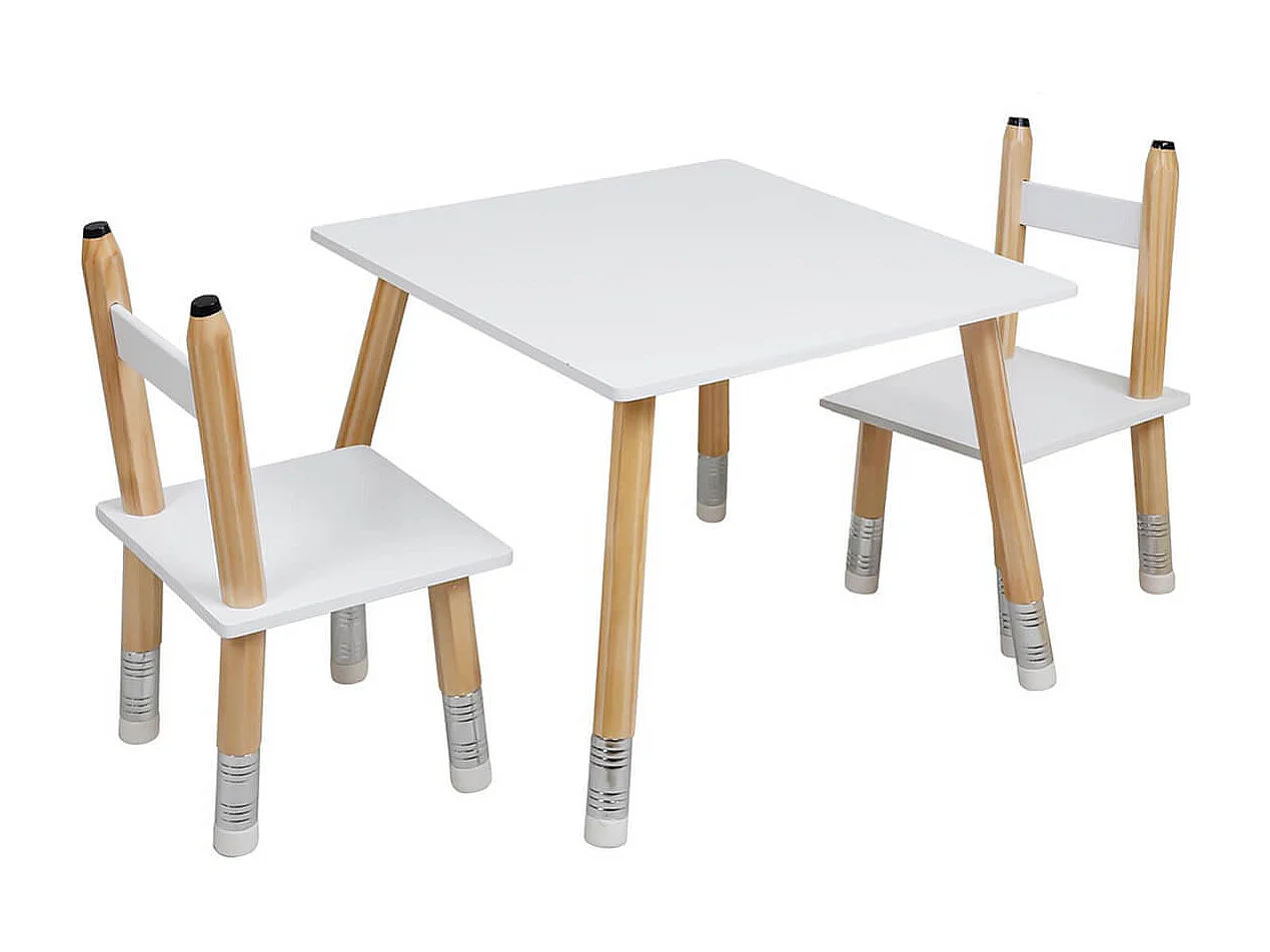 LAPIS - Ensemble Table et 2 Chaises Enfant Base Crayons