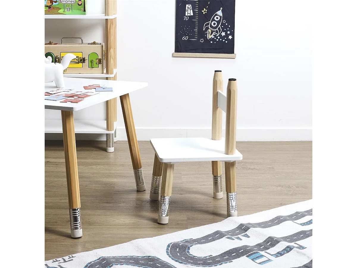 LAPIS - Ensemble Table et 2 Chaises Enfant Base Crayons