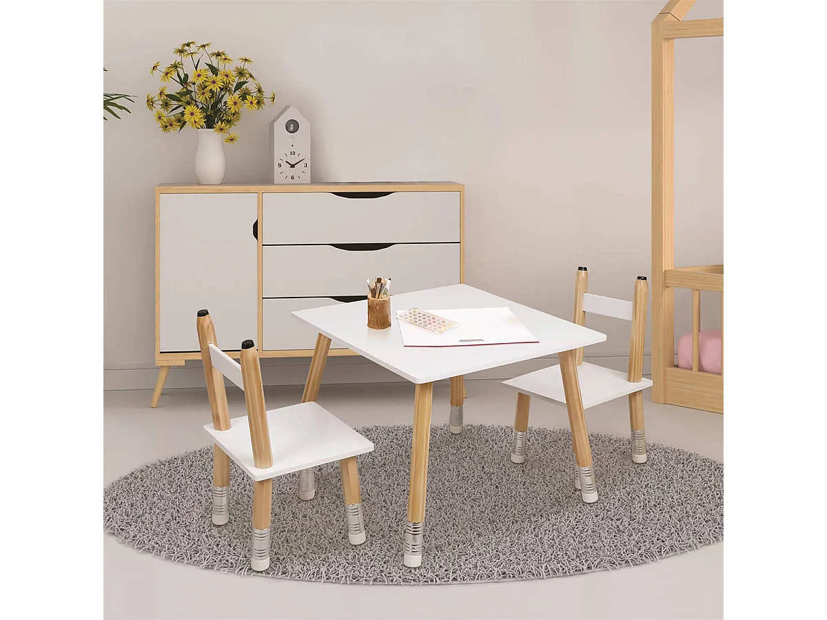LAPIS - Ensemble Table et 2 Chaises Enfant Base Crayons