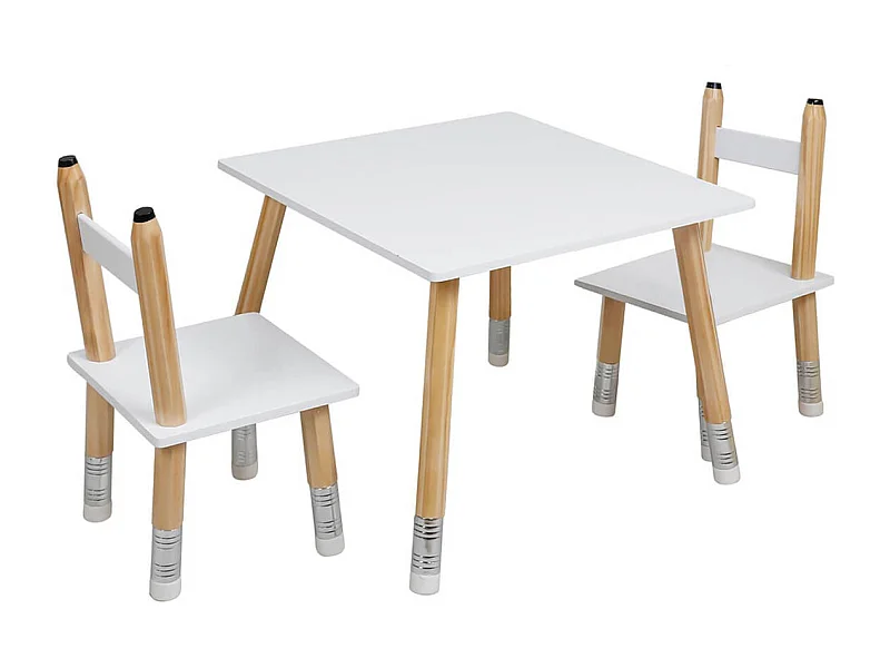LAPIS - Ensemble Table et 2 Chaises Enfant Base Crayons