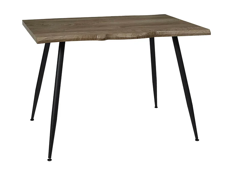 POYTA - Table Repas Piètement Métal Noir et Plateau Bois
