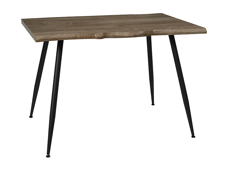 POYTA - Table Repas Piètement Métal Noir et Plateau Bois