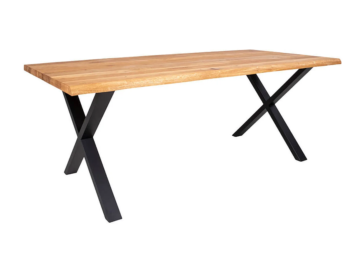 CIOTAT - Table Repas 200cm Plateau Chêne et Pieds Acier