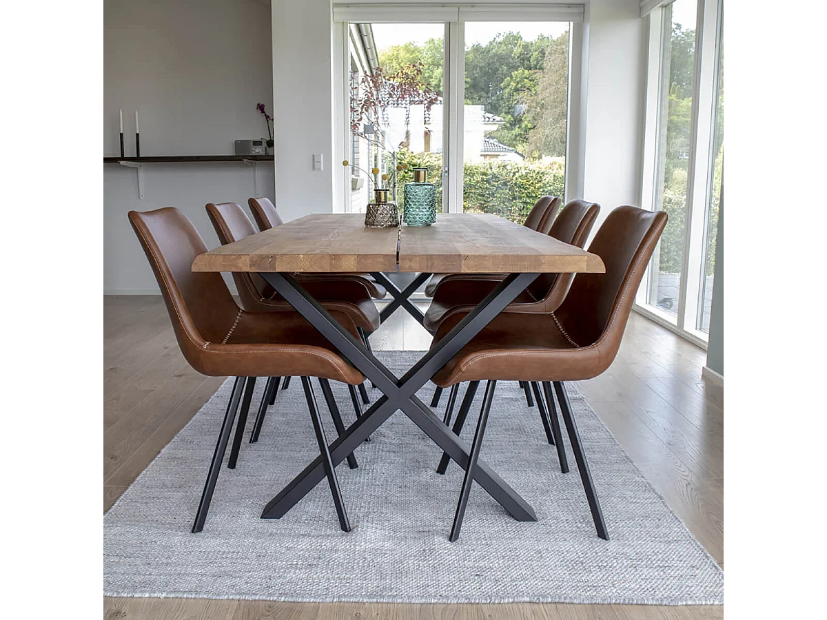 CIOTAT - Table Repas 200cm Plateau Chêne et Pieds Acier