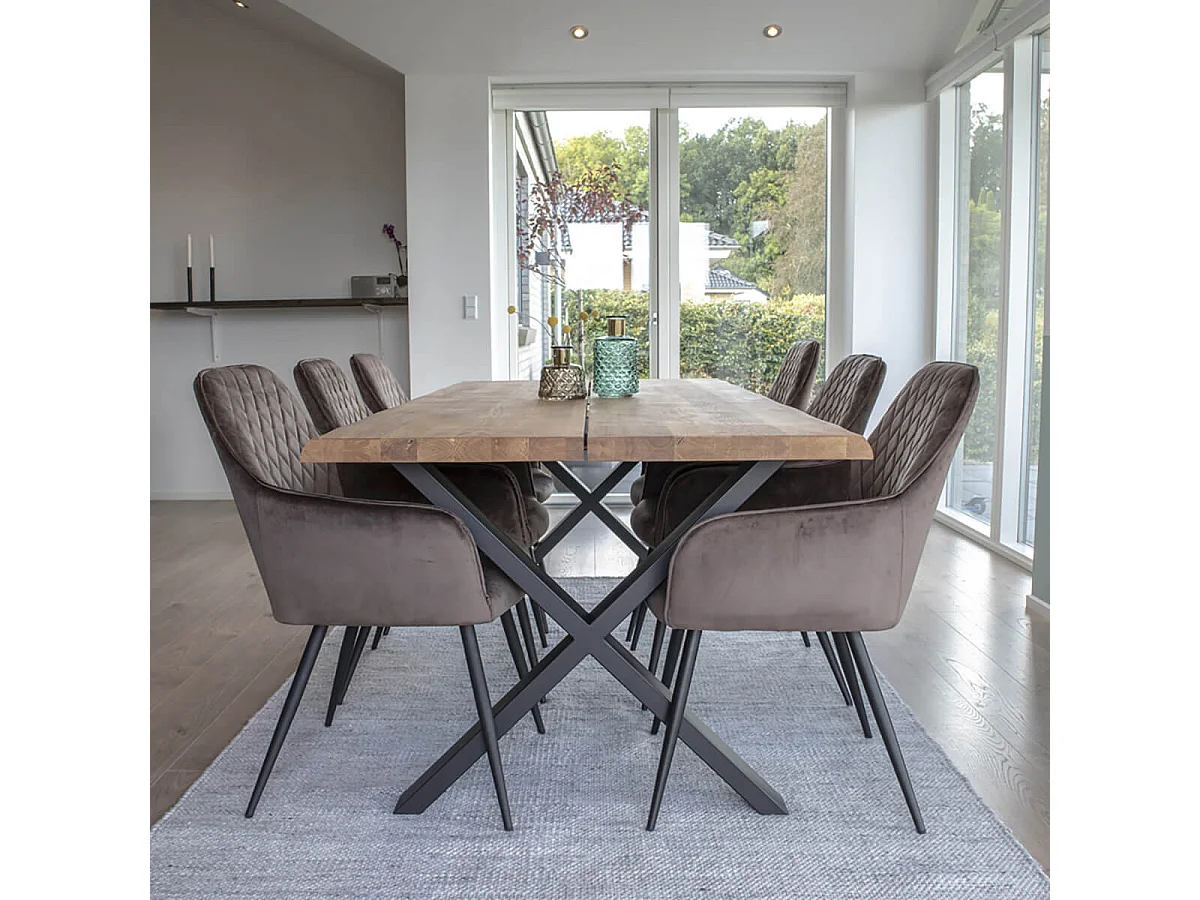 CIOTAT - Table Repas 200cm Plateau Chêne et Pieds Acier