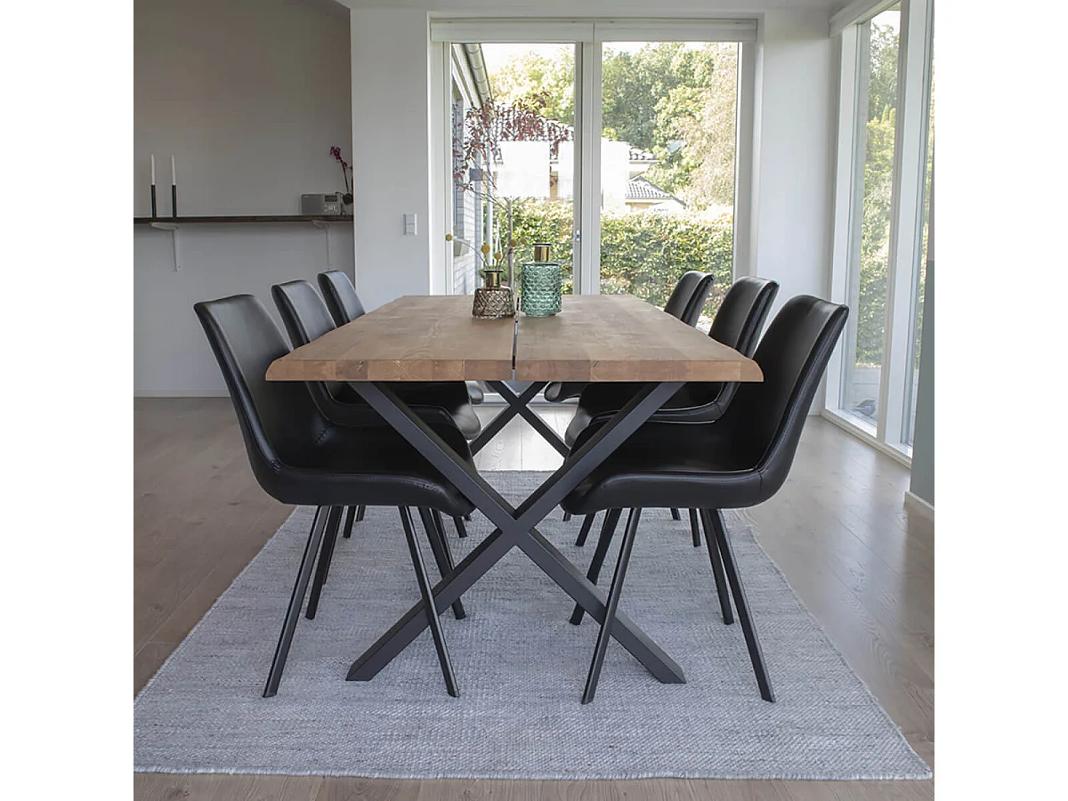 CIOTAT - Table Repas 200cm Plateau Chêne et Pieds Acier