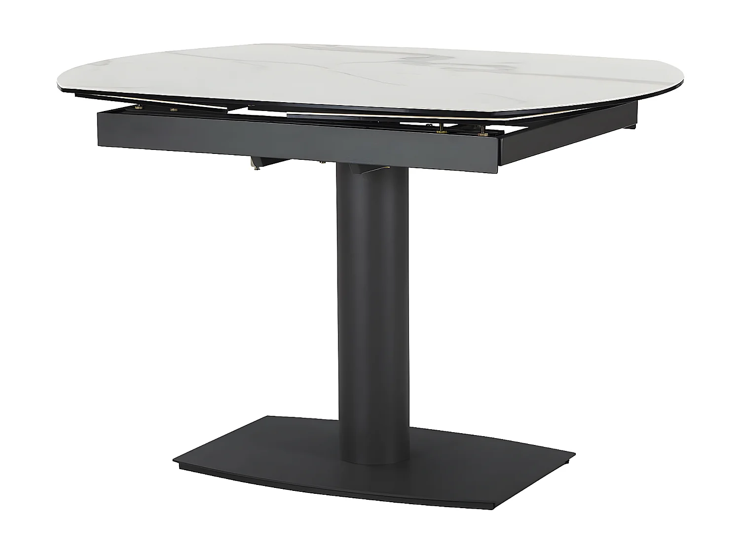 PIKAM - Table de Repas Allongeable Céramique Marbre Blanc