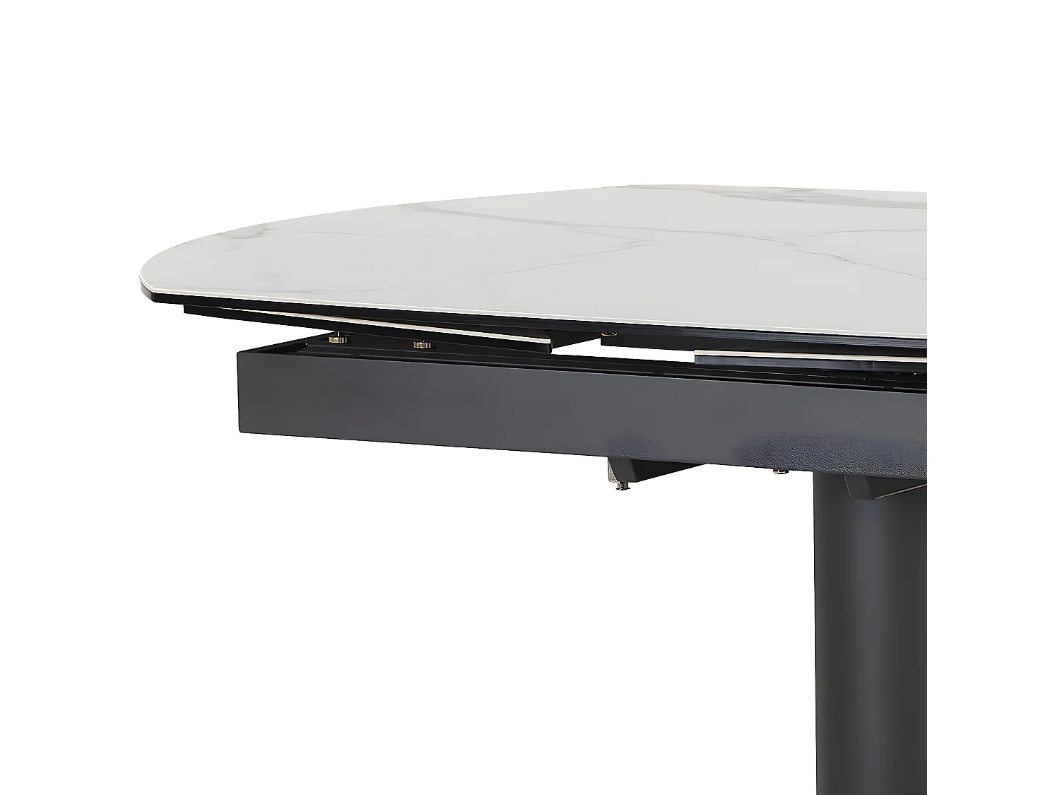 PIKAM - Table de Repas Allongeable Céramique Marbre Blanc