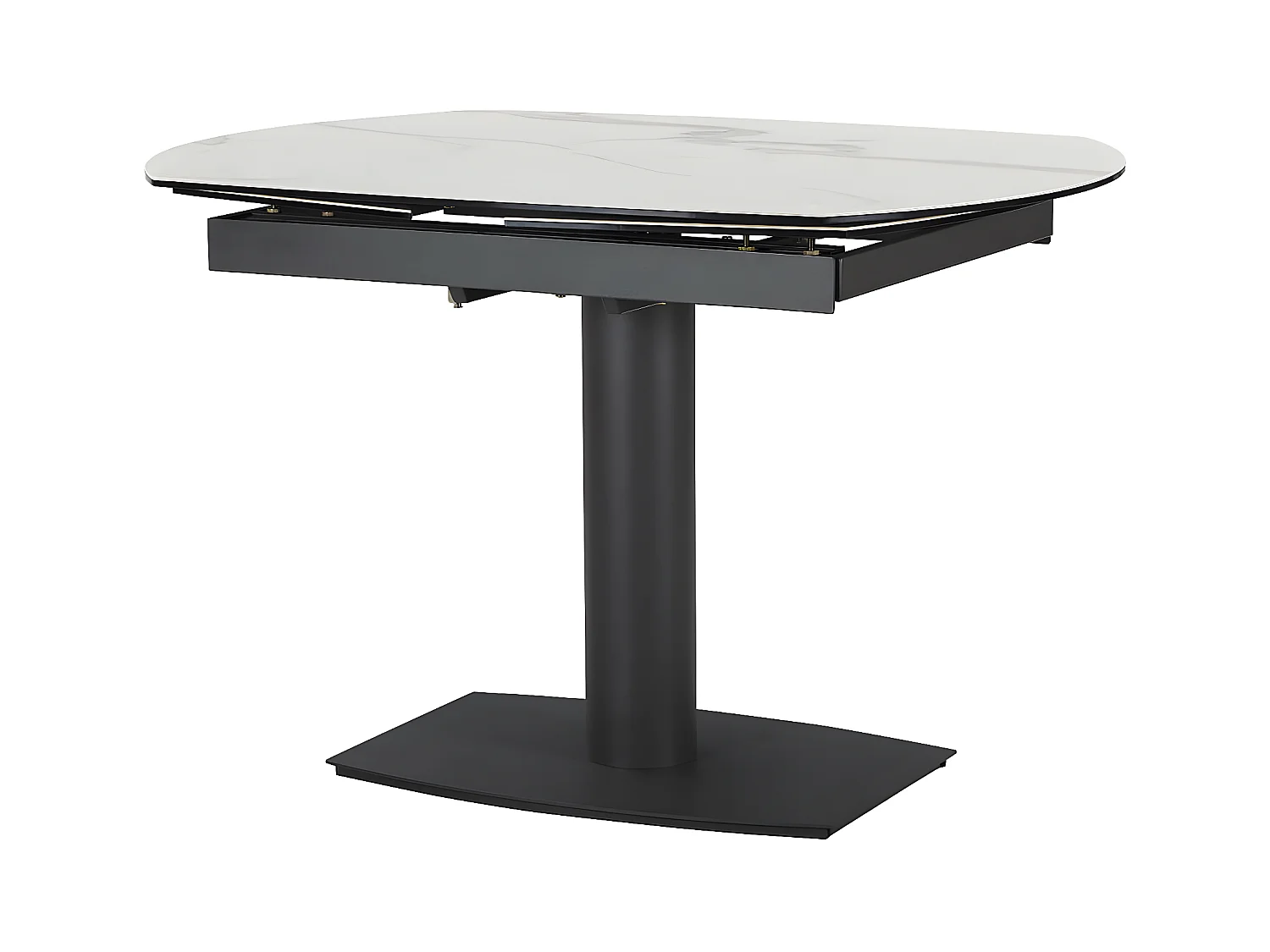 PIKAM - Table de Repas Allongeable Céramique Marbre Blanc