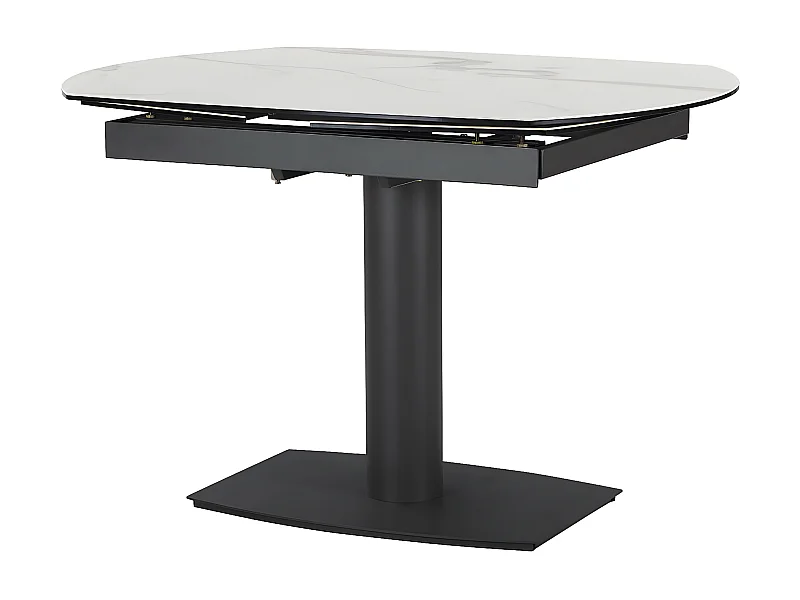PIKAM - Table de Repas Allongeable Céramique Marbre Blanc