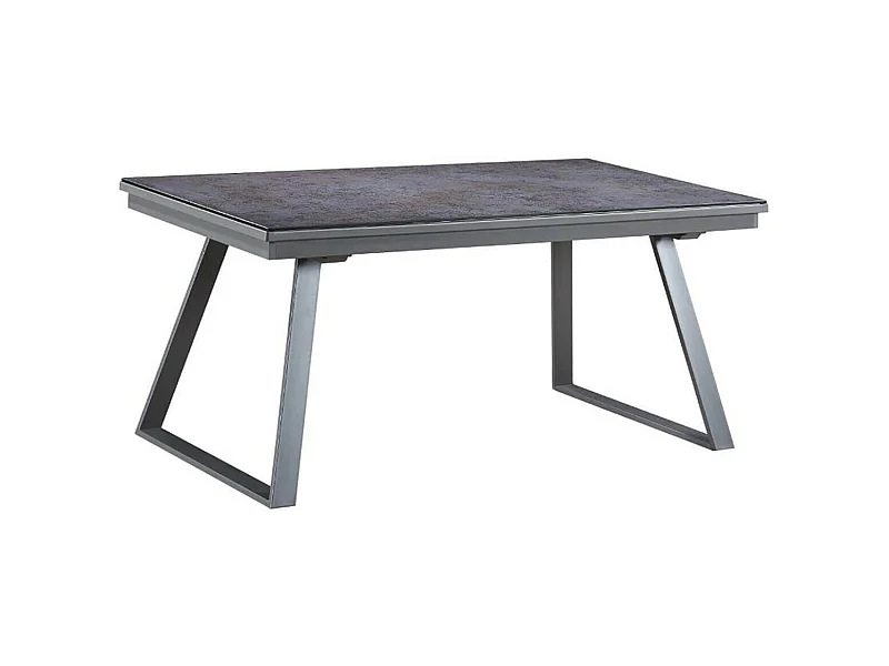 DIURA - Table Repas Rectangulaire Métal et Verre