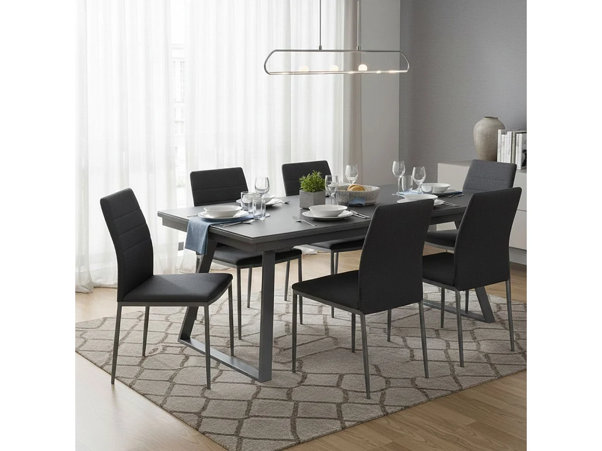 DIURA - Table Repas Rectangulaire Métal et Verre