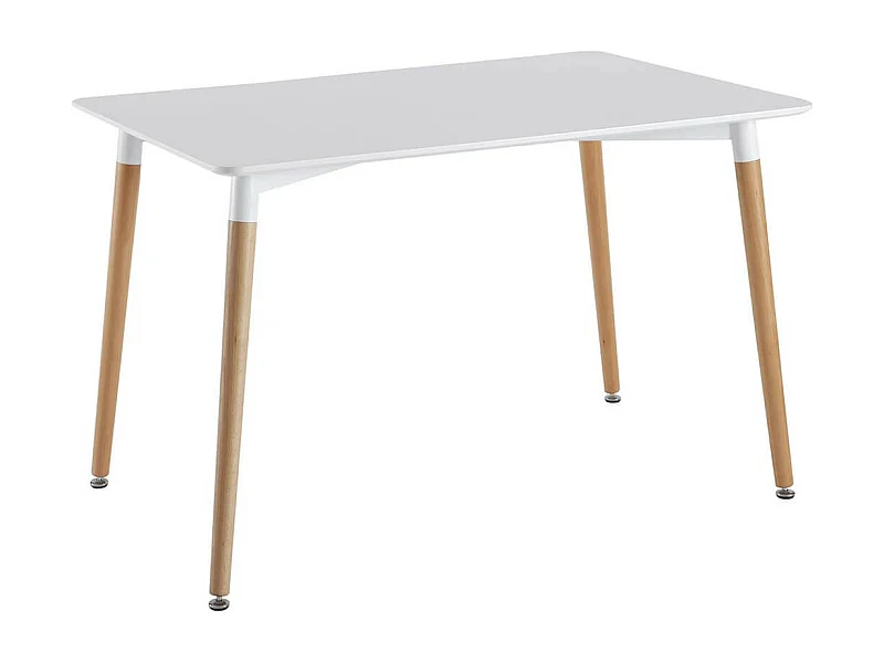 ZURI - Table Rectangulaire Blanche et Pieds effet Bois