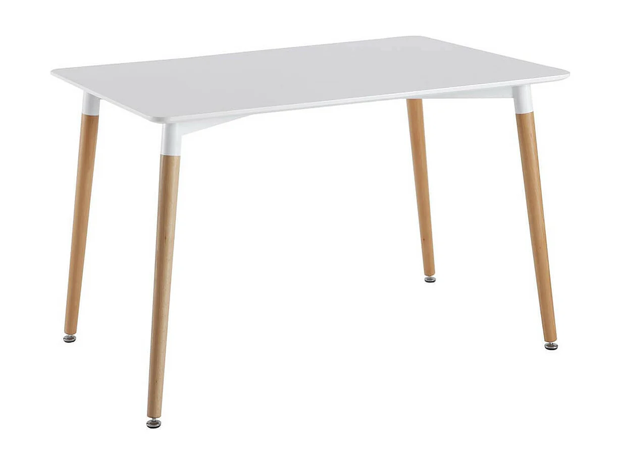 ZURI - Table Rectangulaire Blanche et Pieds effet Bois