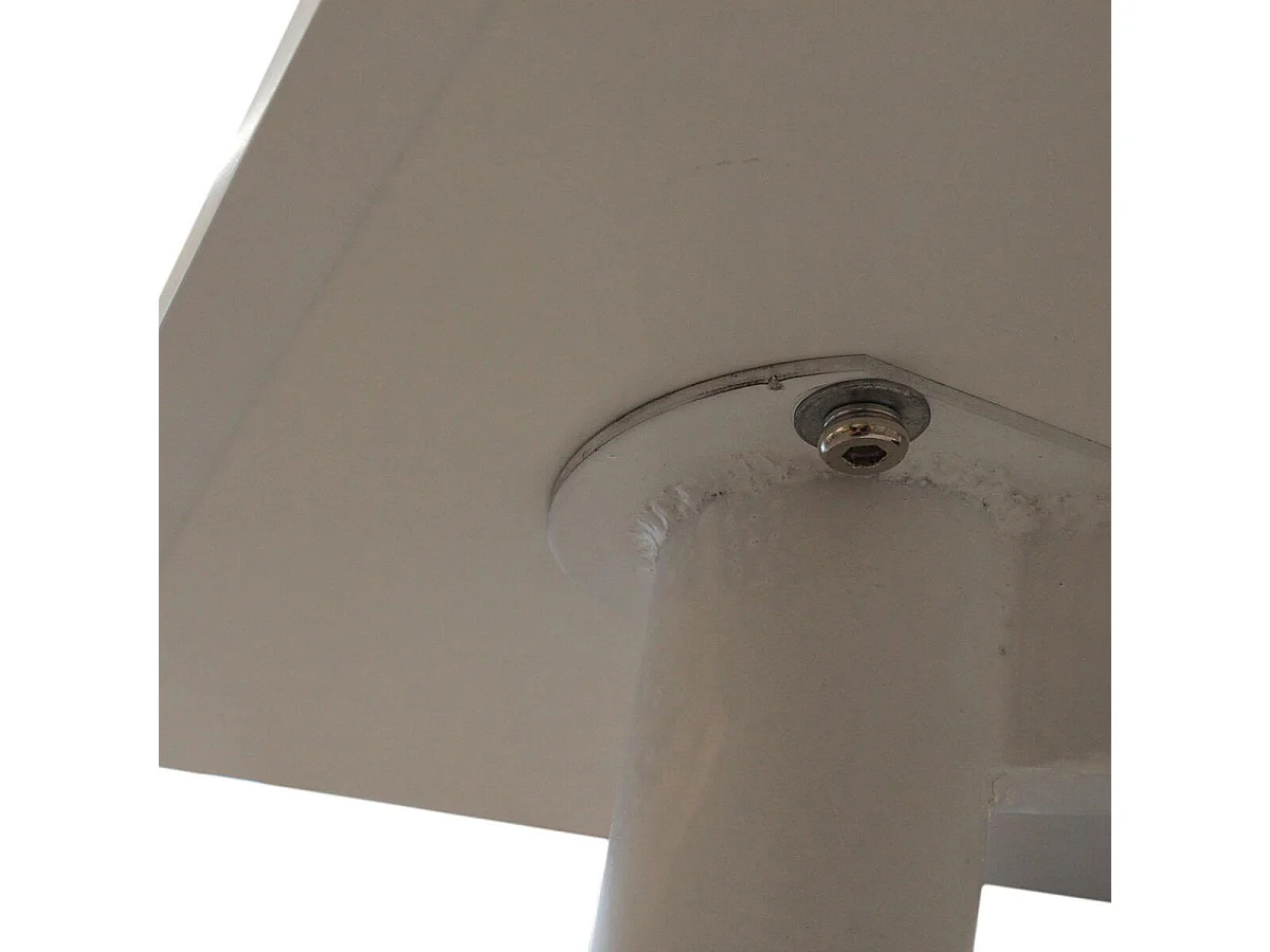 ZURI - Table Rectangulaire Blanche et Pieds effet Bois