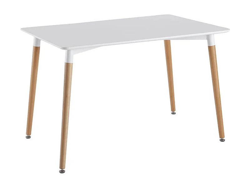 ZURI - Table Rectangulaire Blanche et Pieds effet Bois
