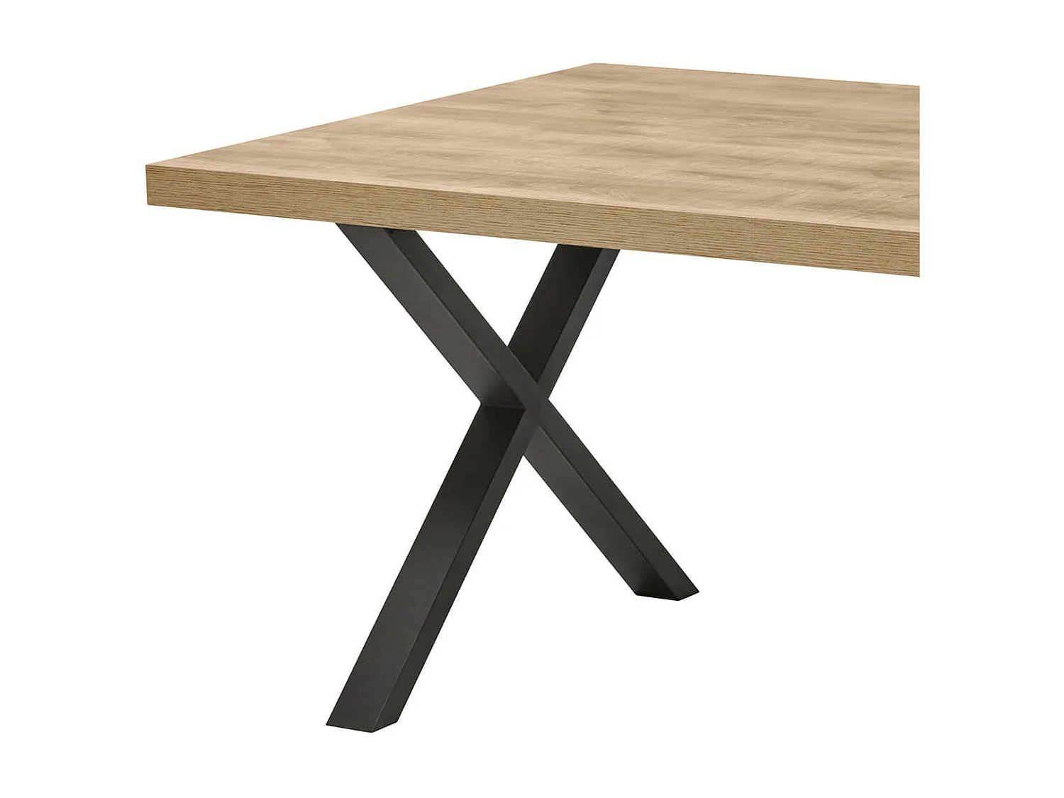 CEDRA - Table 230cm Aspect Bois Piètement X Métal Poudré Noir