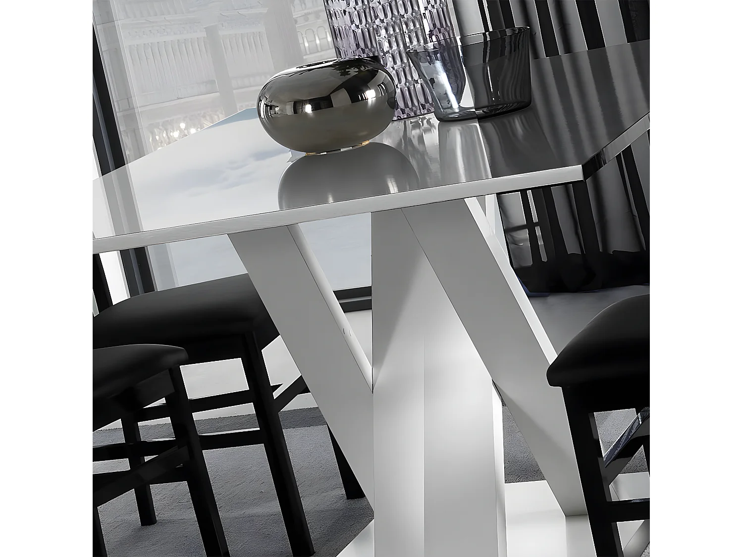 BERGEN - Table Repas Rectangulaire L160cm Coloris Blanc