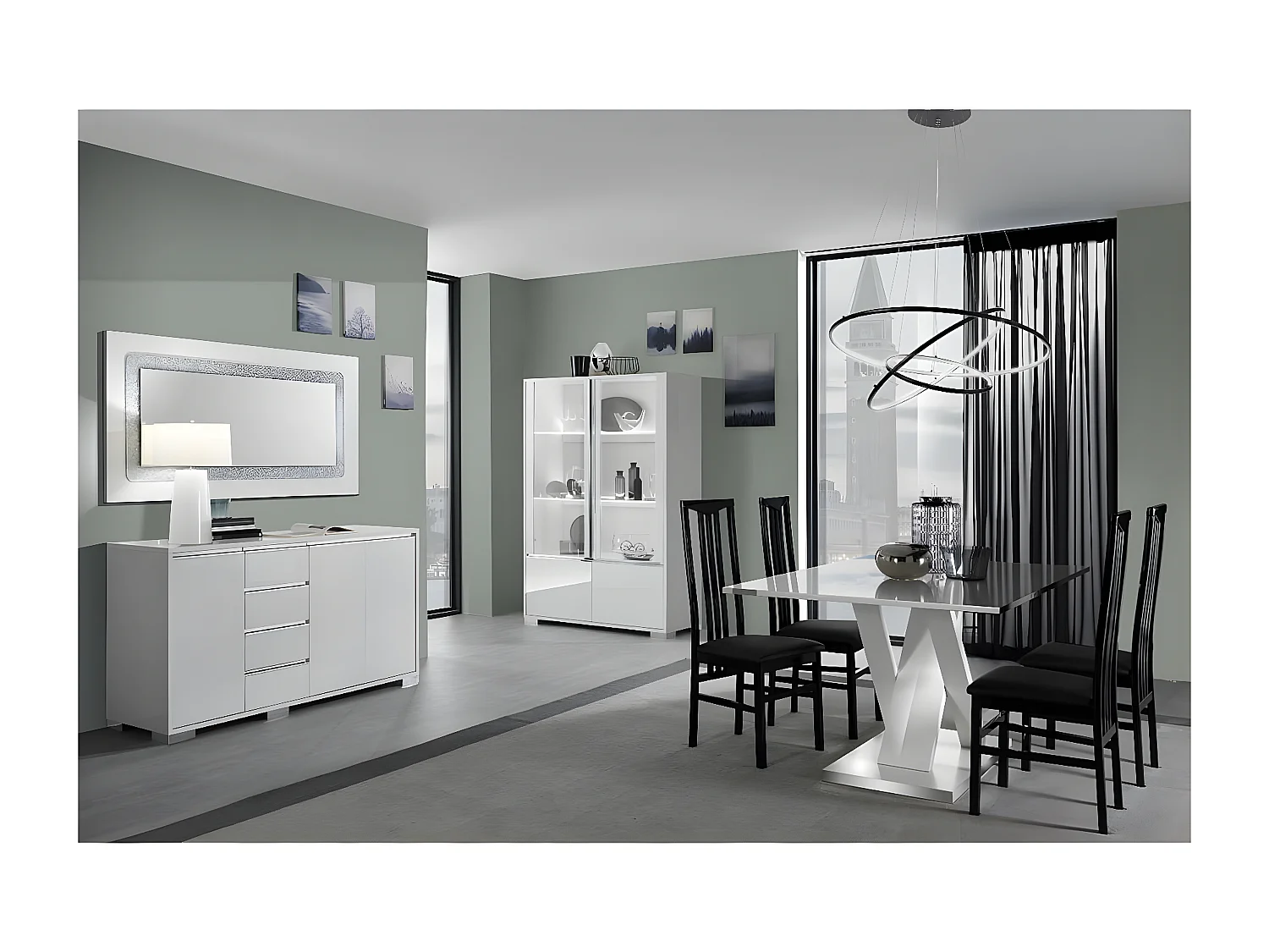 BERGEN - Table Repas Rectangulaire L160cm Coloris Blanc