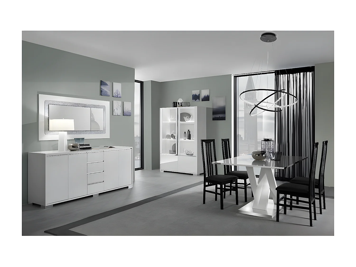 BERGEN - Table Repas Rectangulaire L160cm Coloris Blanc