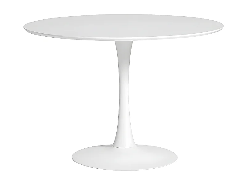 CANTIQUE - Table Ronde 110cm Pied et Plateau Blancs