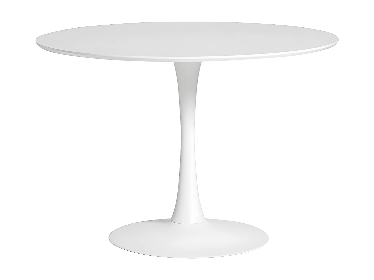 CANTIQUE - Table Ronde 110cm Pied et Plateau Blancs