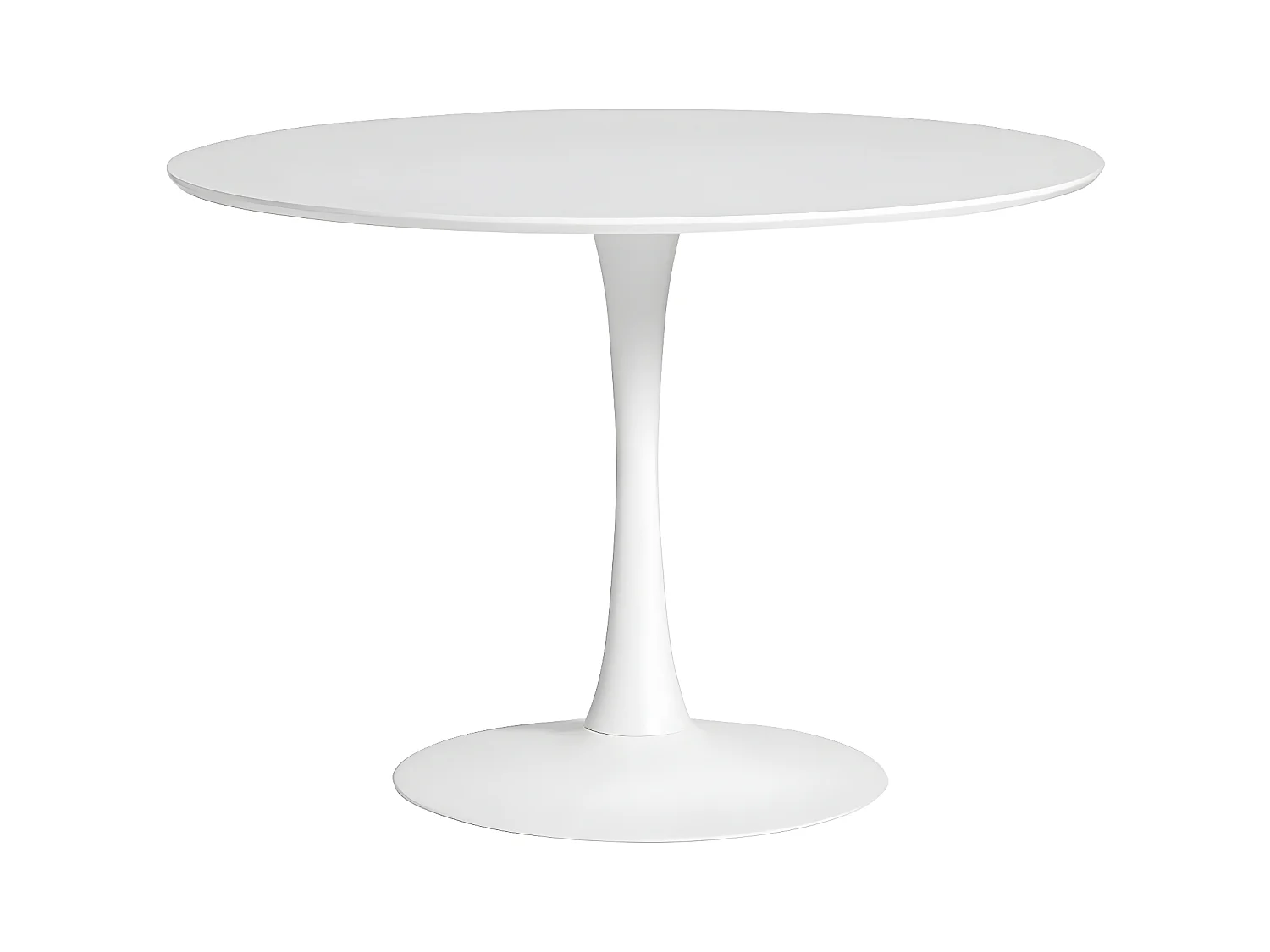 CANTIQUE - Table Ronde 110cm Pied et Plateau Blancs