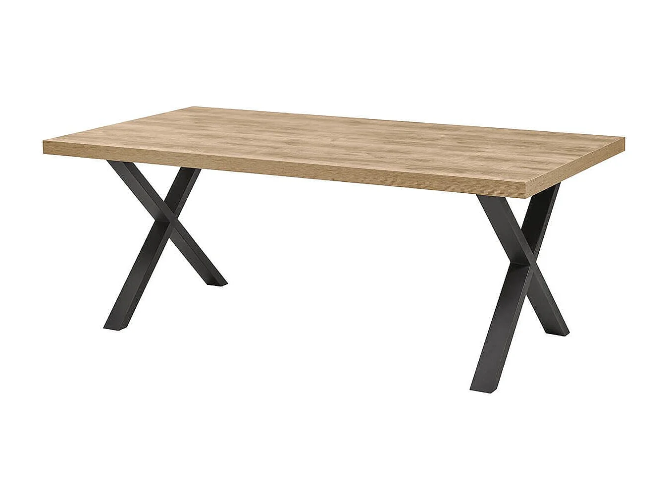 NILLA - Table 200cm Aspect Bois Piètement X Métal Poudré Noir