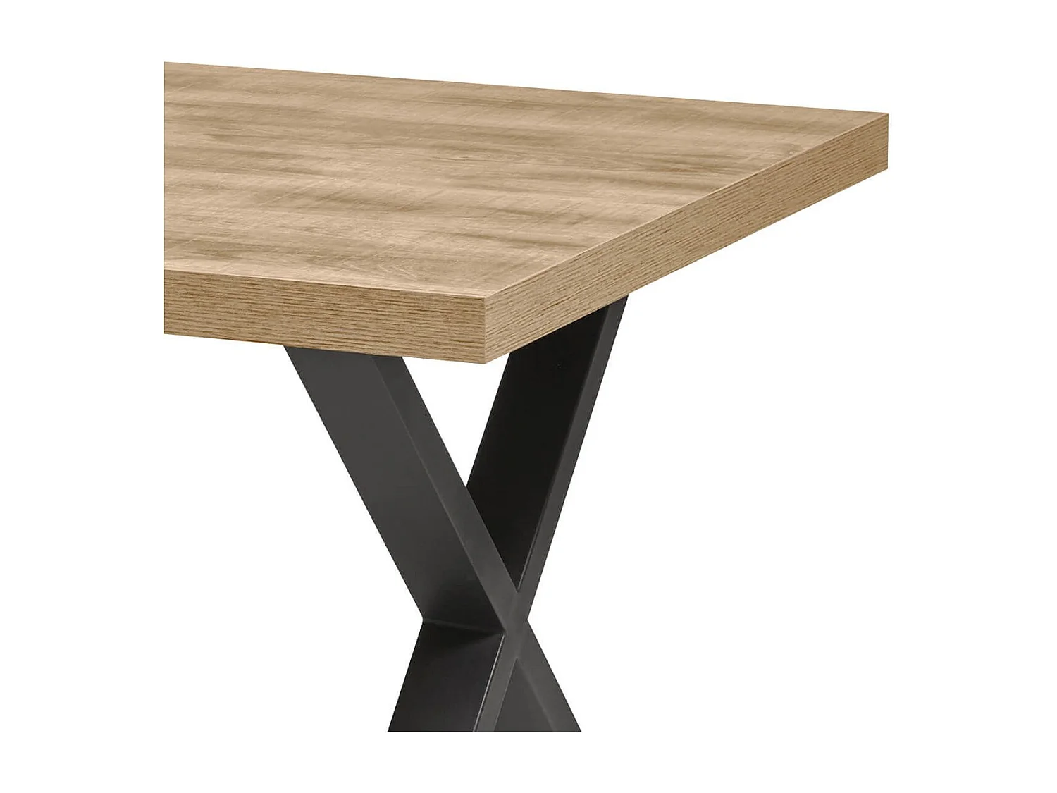 NILLA - Table 200cm Aspect Bois Piètement X Métal Poudré Noir