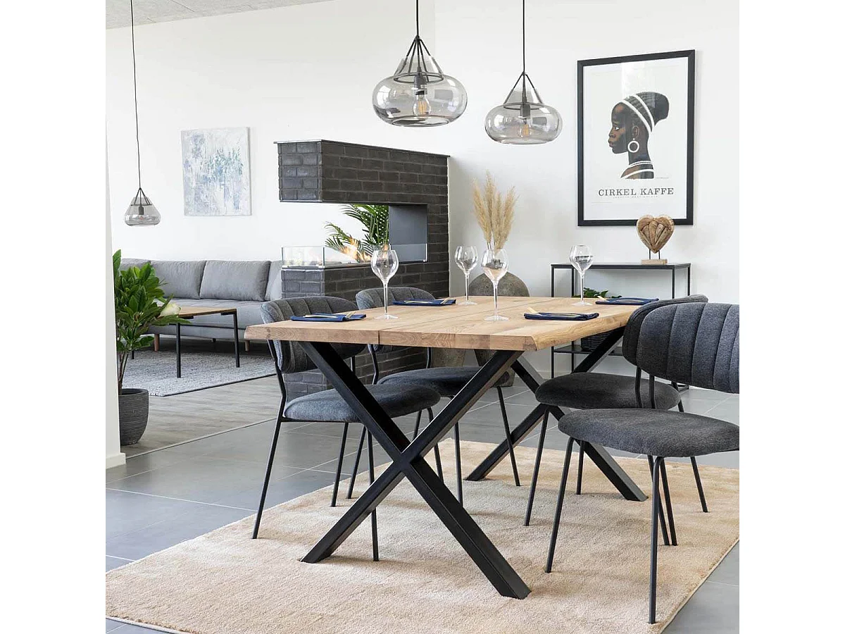 CIOTAT - Table Repas 140cm Plateau Chêne et Pieds Acier