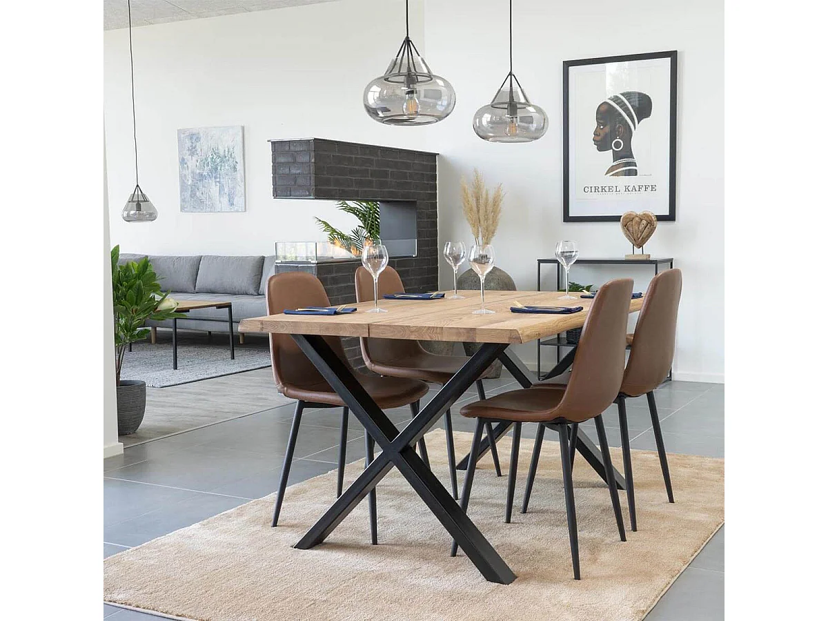 CIOTAT - Table Repas 140cm Plateau Chêne et Pieds Acier