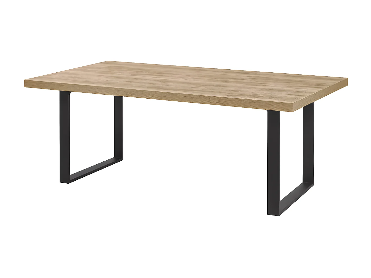 CEDRA - Table 200cm Aspect Bois Piètement U Métal Poudré Noir