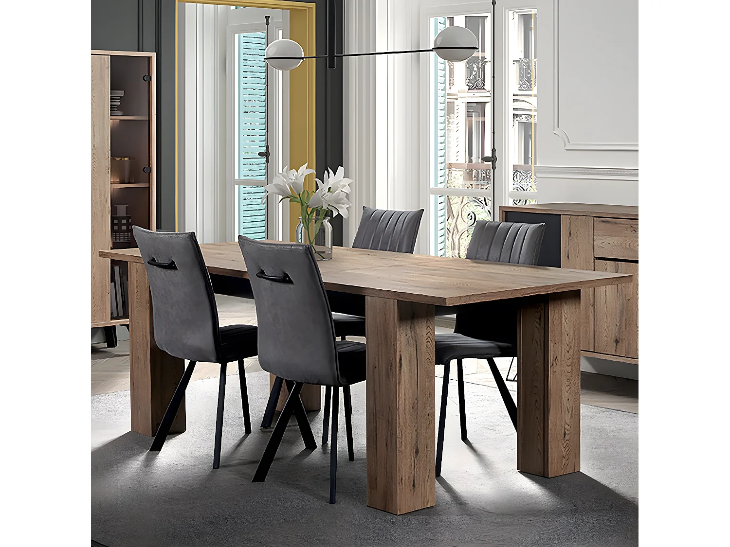 CARSON - Table Allongeable 180-230cm Effet Bois Naturel et Noir