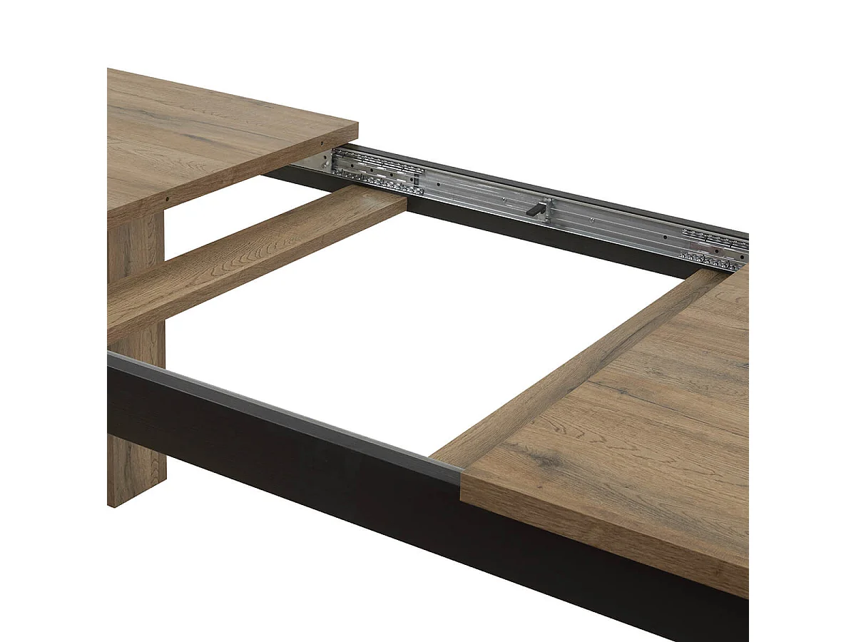 CARSON - Table Allongeable 180-230cm Effet Bois Naturel et Noir