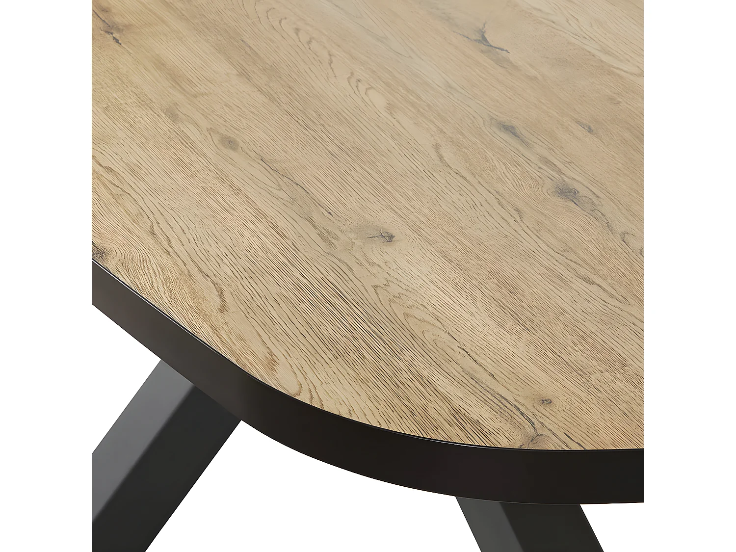 CEDRA - Table Repas Ovale 200cm Aspect Bois Piètement Métal
