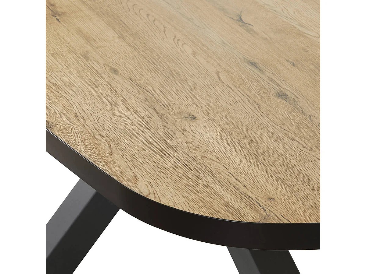 CEDRA - Table Repas Ovale 200cm Aspect Bois Piètement Métal