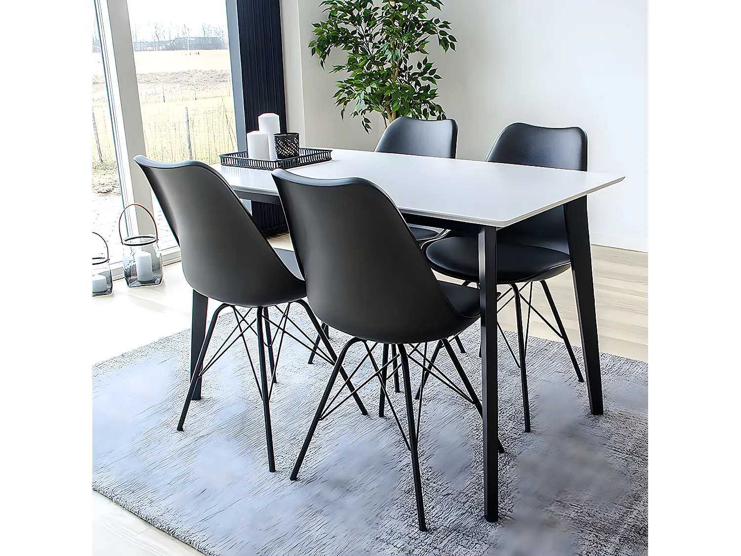 GRAM - Table Repas 120x70cm Noire et Blanche