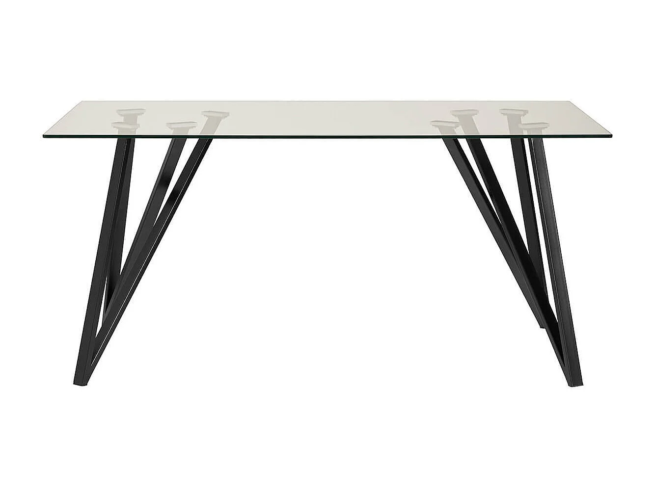 VIDRE - Table Repas Rectangulaire 160cm Plateau Verre