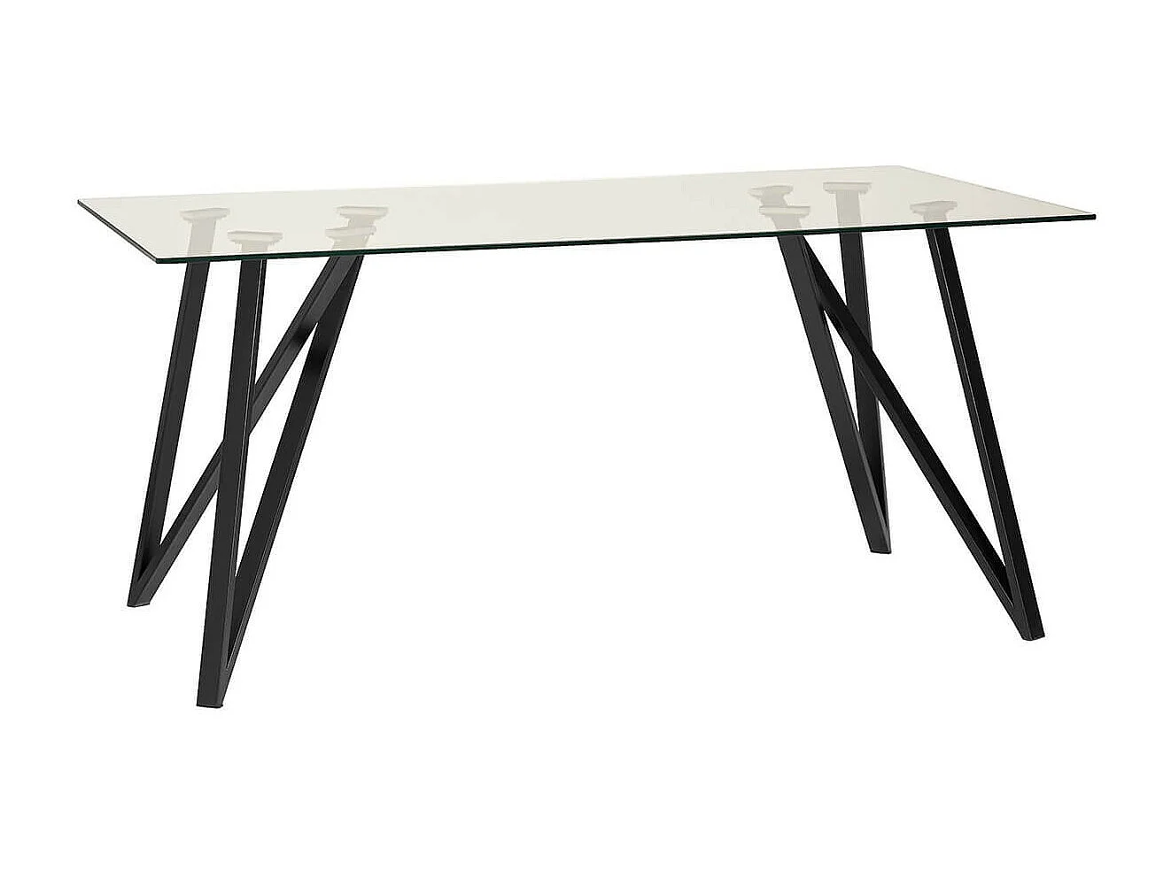 VIDRE - Table Repas Rectangulaire 160cm Plateau Verre