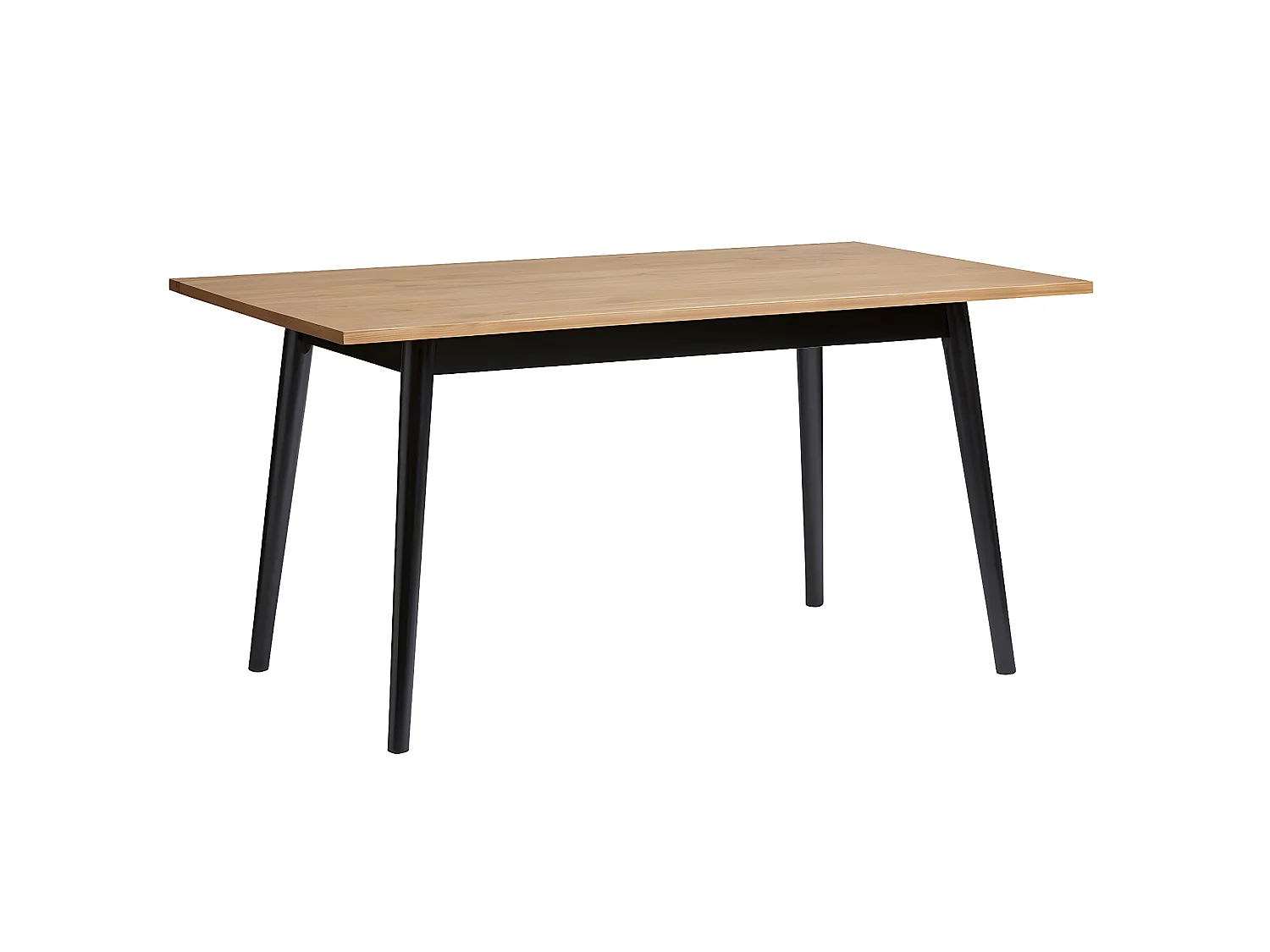PASCALE - Table Repas 150cm Bois Massif Naturel et Noir