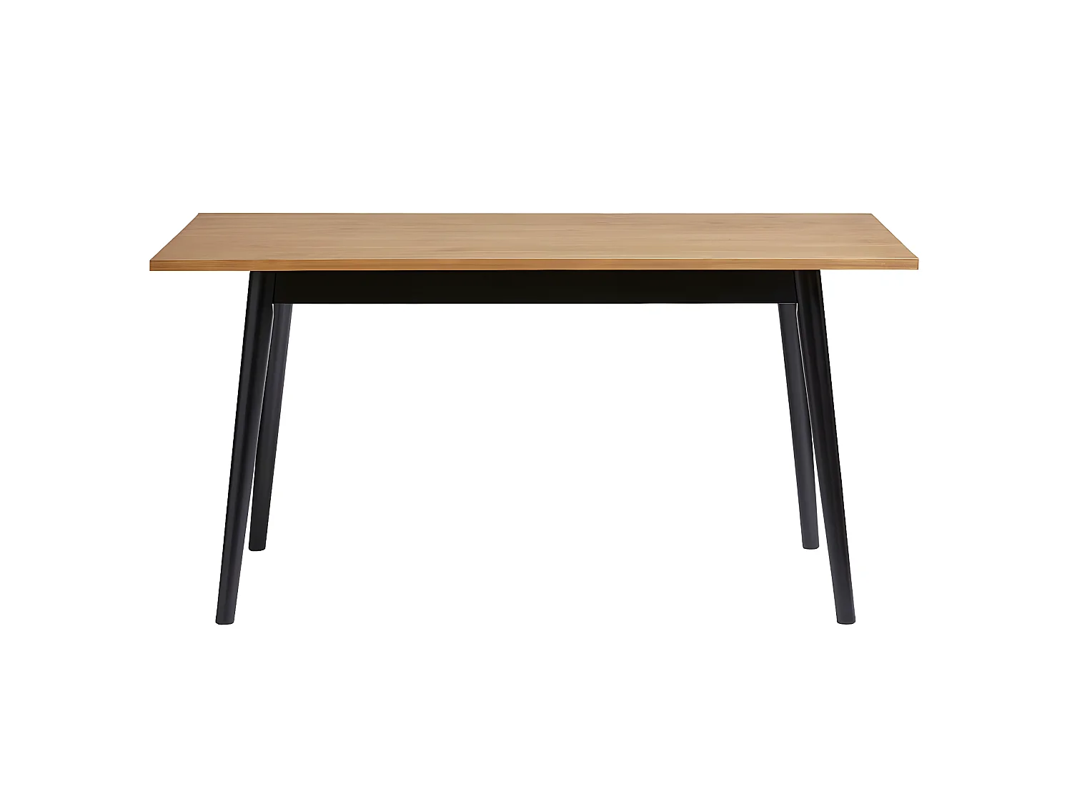 PASCALE - Table Repas 150cm Bois Massif Naturel et Noir