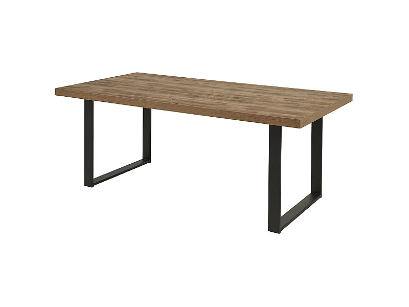 JENNA - Table 200cm Aspect Bois Piètement U Métal Poudré Noir