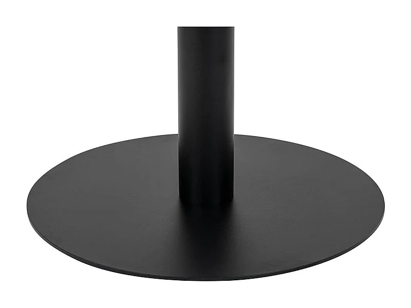 TYROL - Table Repas Ø110cm Plateau MDF Aspect Marbré et Pied Métal Noir