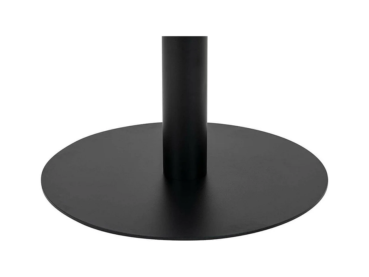 TYROL - Table Repas Ø110cm Plateau MDF Aspect Marbré et Pied Métal Noir