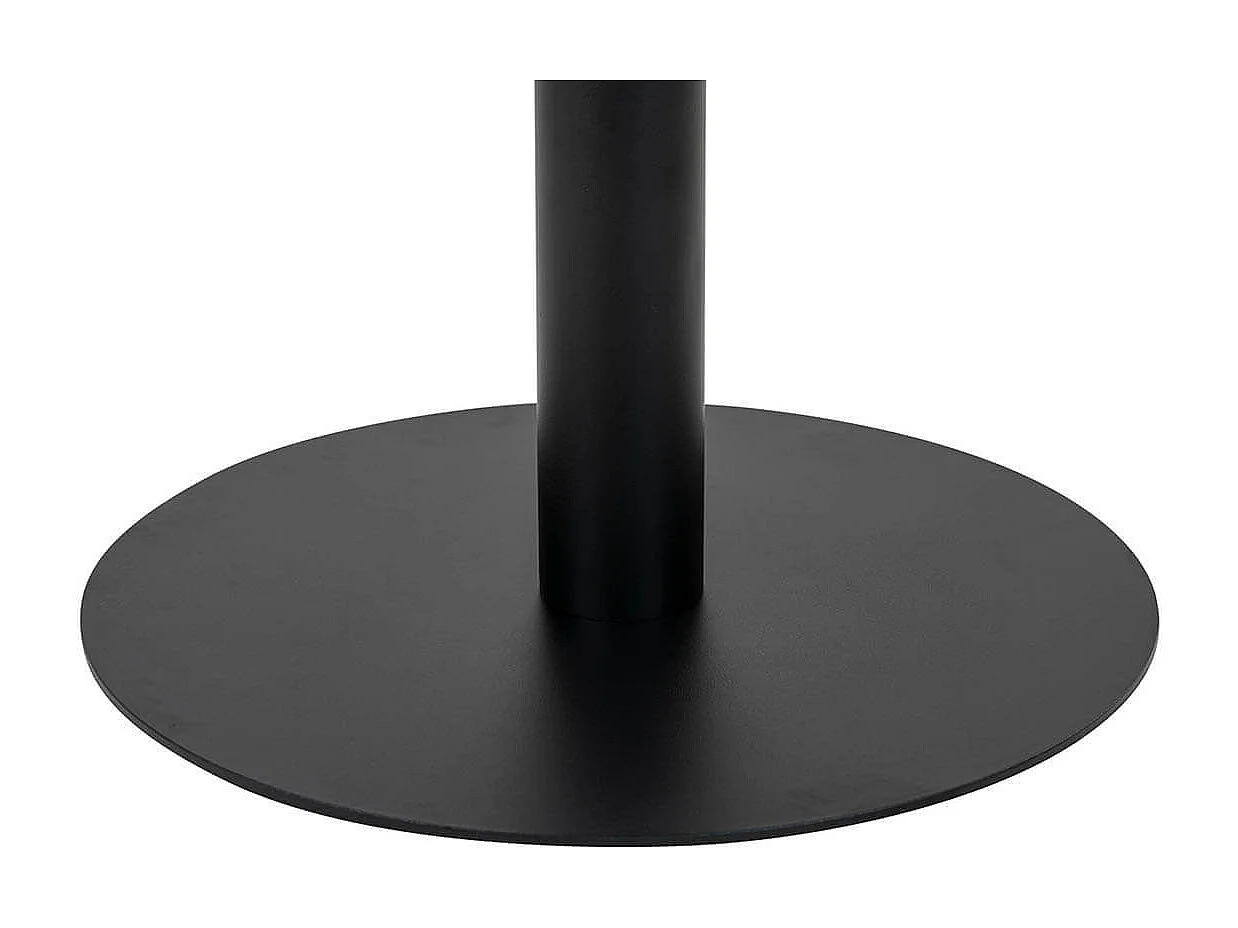 TYROL - Table Repas Ø110cm Plateau MDF Aspect Marbré et Pied Métal Noir