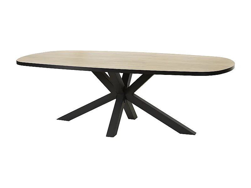 CEDRA - Table Repas Ovale 230cm Aspect Bois Piètement Métal