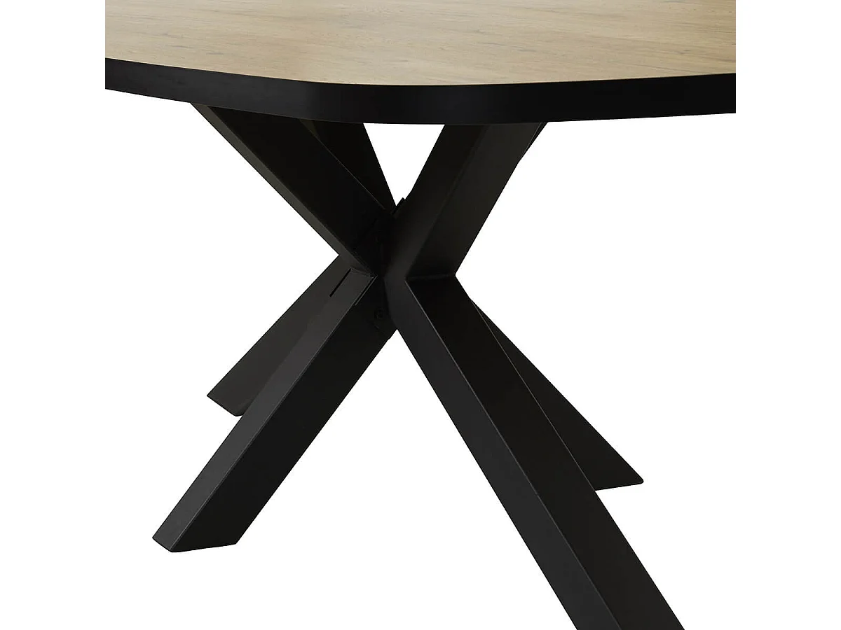 CEDRA - Table Repas Ovale 230cm Aspect Bois Piètement Métal